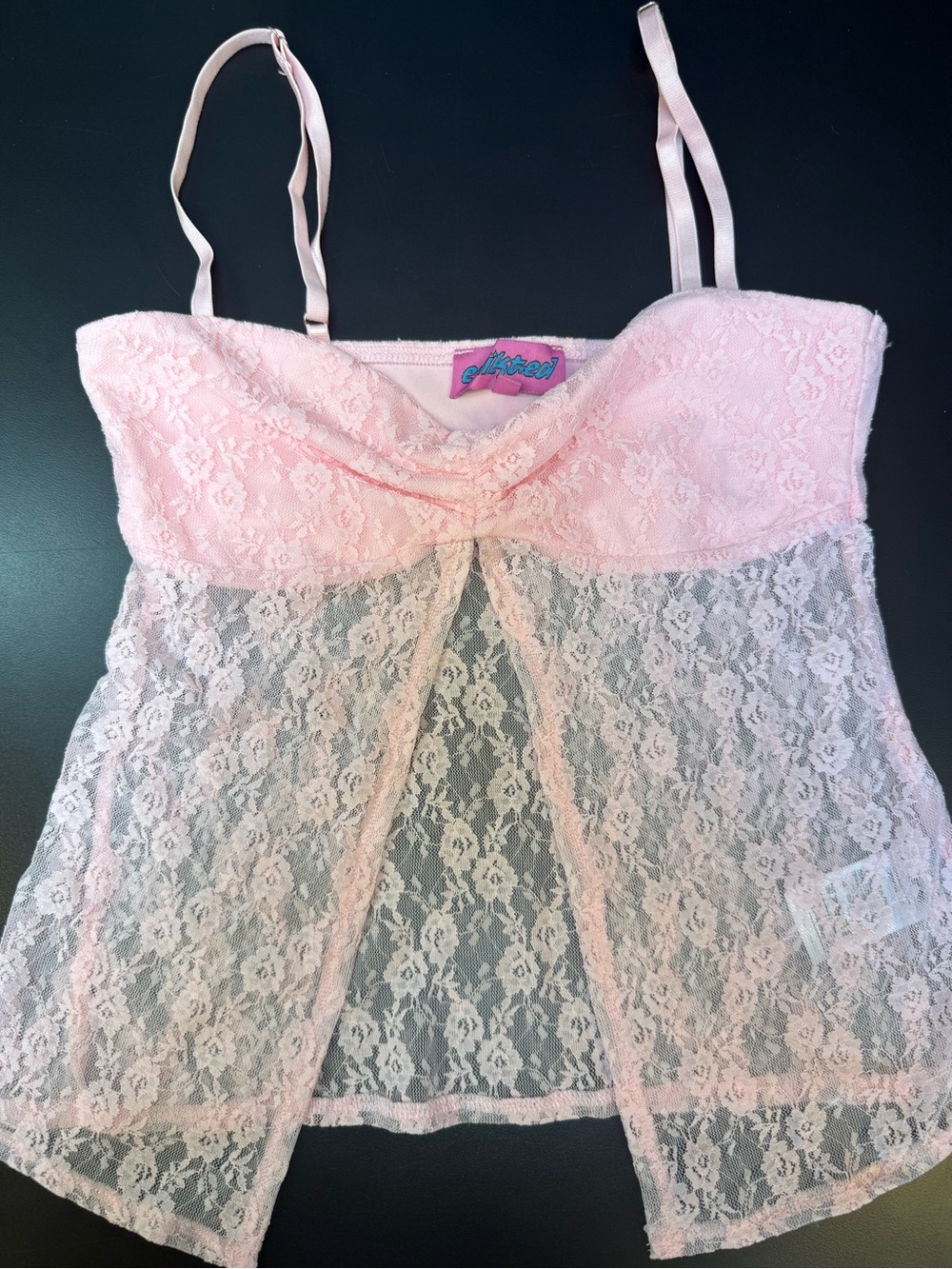 Edikted Pink Sheer Floral Lace Cami Top XS | Adjustable Straps | Y2K Coquette